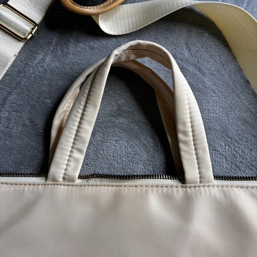 Messenger Bag Laptop Computer Briefcase‎ 16x11 Padded Ivory Tan Faux Leather